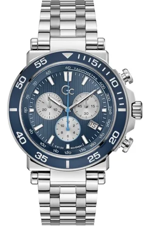 GC Heren Horloge Z14011G7MF Staal Swiss Made Quartz Chronograaf met Blauwe Wijzerplaat