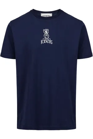 Iceberg Blue slim fit cotton T-shirt with Bear print and logo