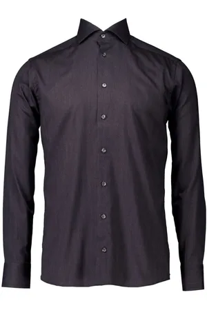 Eton Herringbone Wrinkle Free Flannel Shirt Lange Mouw Overhemden Anthraciet 100012184