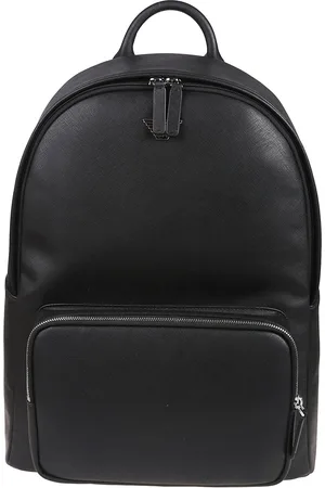Emporio Armani Roundshape Logo Plaque Backpack Black