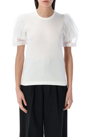 Comme des Garçons Tshirt Tulle Sleeve Bianco