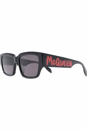 Alexander McQueen Graffiti Logo Rectangular Sunglasses