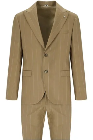 Manuel Ritz Beige Pinstripe Single-breasted Suit Beige