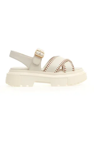 Hogan Sandalo H644 Carroarmato In Pelle Bianco Impunturato