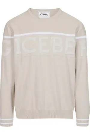 Iceberg Ice colored rewneck sweater in Mak� cotton with two-tone jacquard work