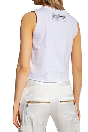 Balmain Printed Cotton Cropped T-Shirt