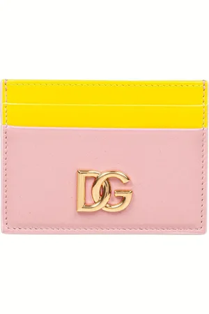 Dolce & Gabbana Leather card holder with dg logo color pink and yellow