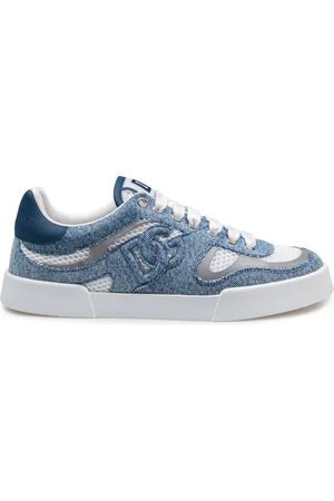 Dolce & Gabbana Portofino strobel light sneakers in technical mesh denime white and jeans
