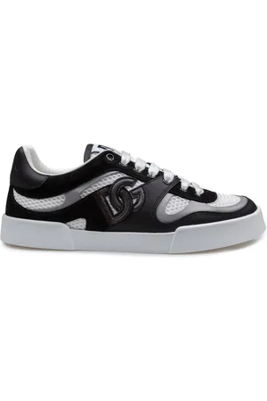Dolce & Gabbana Portofino strobel light sneakers in leather and fabric color black and white