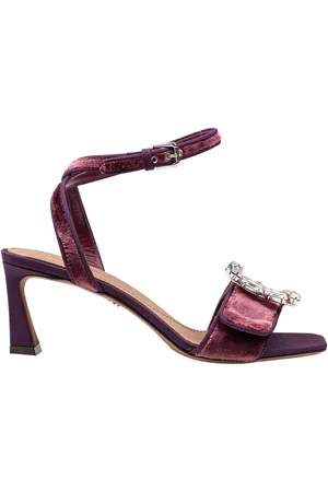 Dolce & Gabbana Velvet sandal in vinacca color with buckle with stones