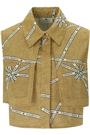 Elisabetta Franchi Paglia Burro Cropped Shirt Yellow