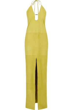 Iceberg Lime Yellow Suede Long Dress