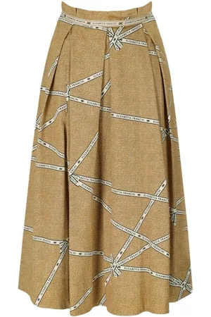 Elisabetta Franchi Paglia Burro Midi Skirt Yellow