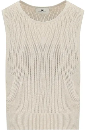 Elisabetta Franchi Butter Knitted Lurex Top Beige