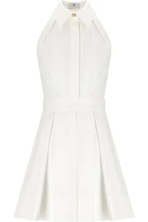 Elisabetta Franchi Ivory Mini Dress Beige