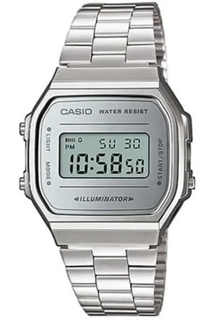 Casio A168WEM-7EF Casio digitaal horloge staal met grijze wijzerplaat