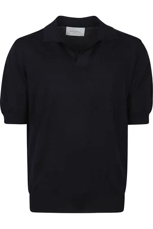 BALLANTYNE Short Sleeve Plain Polo Shirt Blue