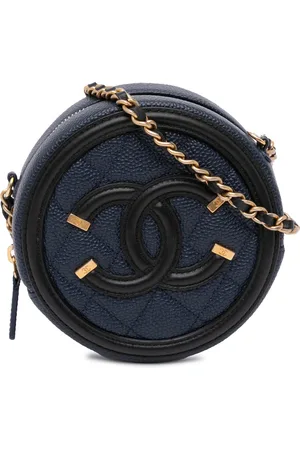 CHANEL 2019 Caviar CC Filigree Round Crossbody Bag