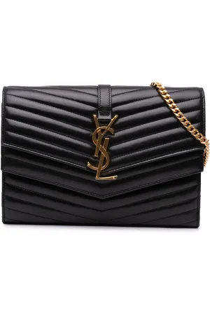 Saint Laurent 2018 Lambskin Chevron Monogram Sulpice Chain Wallet