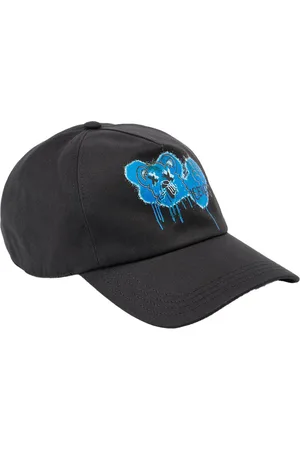 Iceberg Black gabardine Baseball Cap with Bear Print