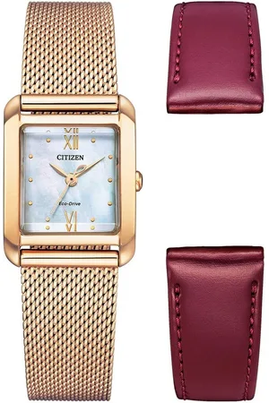 Citizen EW5593-64D Dames horloge staal goudkleurig met parelmoer wijzerplaat