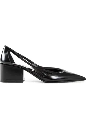 Prada Brushed Leather Cut-Out Pumps