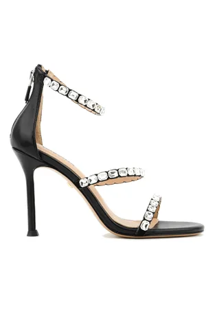 Lola Cruz Rhine Stones Heels Black