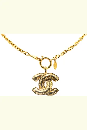 CHANEL CC Quilted Pendant Necklace