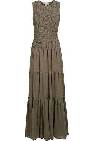 Michael Kors Smocked Tank Long Dress Green