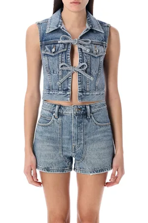 Alexander Wang Denim Vest Crystal Vintage Light Indigo