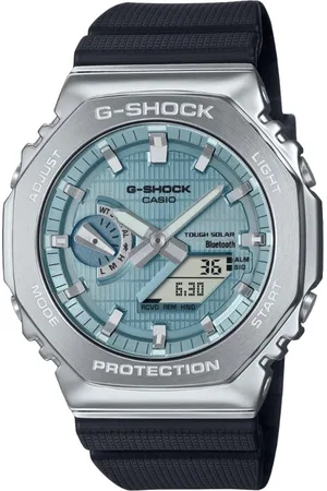 Casio Casio GBM-2100A-1A2ER Staal horloge met zwarte band en blauwe wijzerplaat