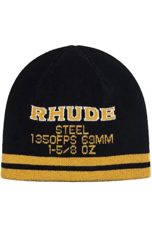 Rhude STEEL BEANIE BLACK/YELLOW