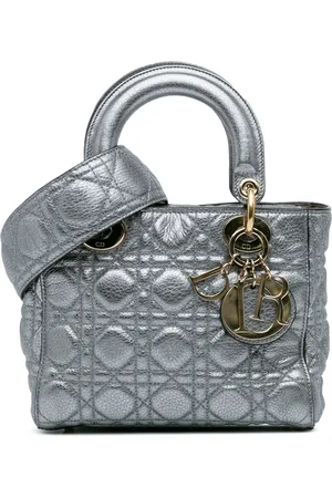 Dior 2017 Small Metallic Grained Calfskin Cannage Supple Lady