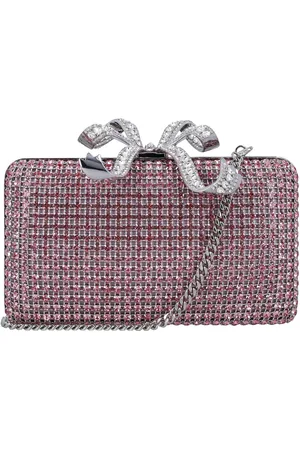 Self-Portrait Pink Crystal Box Clutch Rosa