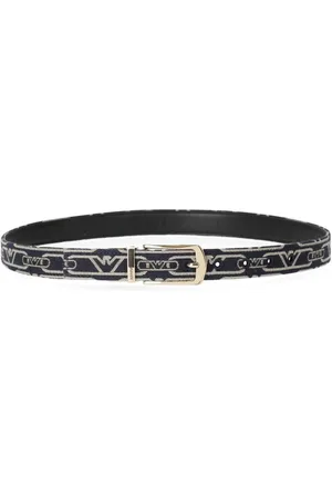 Emporio Armani Monogram Blue Ecru Reversible Belt Blue