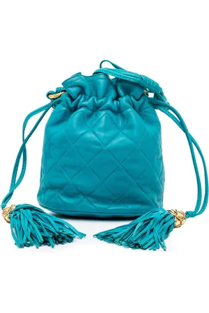 CHANEL 1989-1991 Quilted Lambskin Drawstring Tassel Bucket Bag
