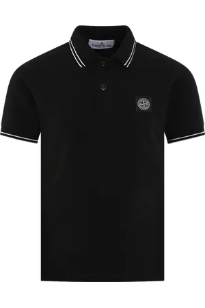 Stone Island Kids Compass Logo Polo Zwart