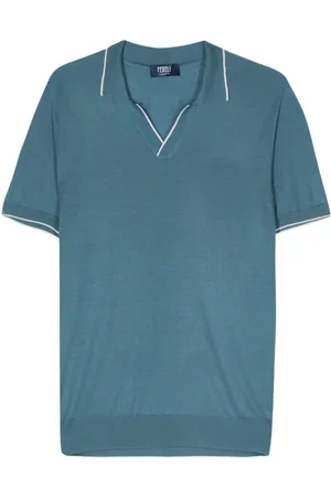 FEDELI Wave fine-knit polo shirt