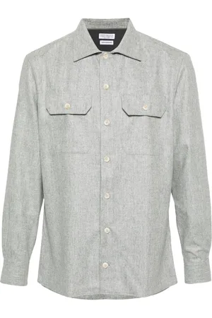 Brunello Cucinelli Mélange-effect wool shirt