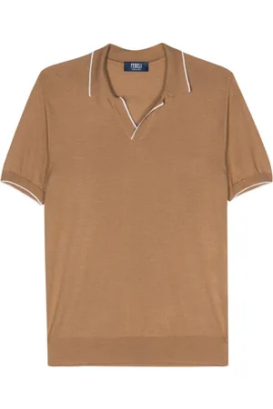 FEDELI Wave fine-knit polo shirt