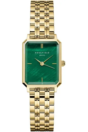 ROSEFIELD Horloge OEGSG-O79 Octagon XS Staal met Geelgouden Plating Quartz Emerald Wijzerplaat