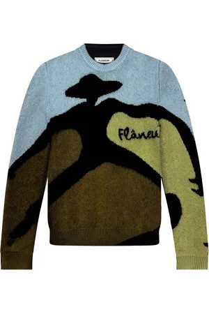 FLÂNEUR Knitted Swirl Sweater | Khaki