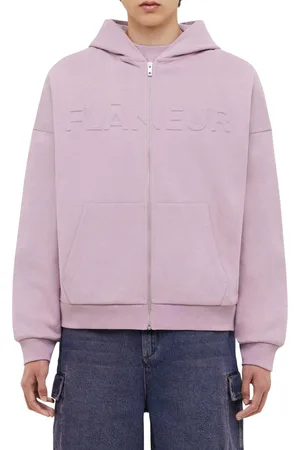 FLÂNEUR Embossed Zip-Up Hoodie | Mauve