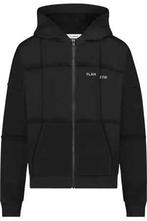 FLÂNEUR Cut and Sew Zip-Up Hoodie | Black