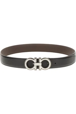 Salvatore Ferragamo Black leather reversible belt