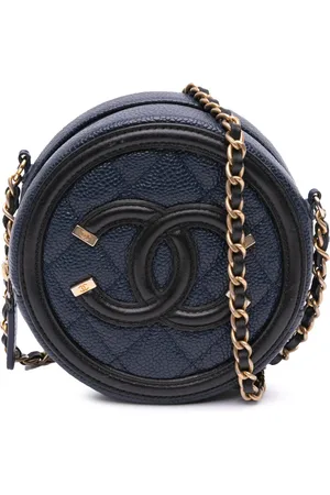 CHANEL 2019 Caviar CC Filigree Round Crossbody Bag