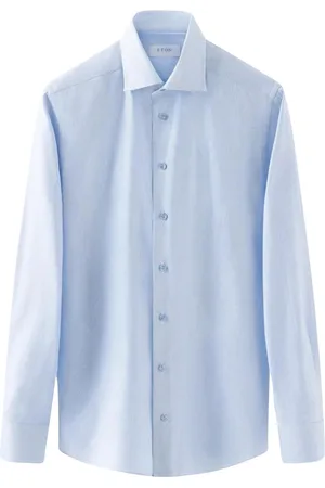 Eton Semi Solid Signature Twil Shirt Lange Mouw Overhemden Lichtblauw 100012175