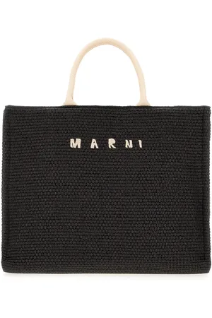 Marni Black raffia large shopping bag