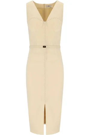 Elisabetta Franchi Lemonade Belted Sheat Dress Yellow