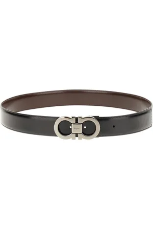 Salvatore Ferragamo Black leather reversible belt